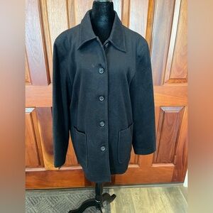 GAP Cashmere Wool Blend Coat Mid-Length Black Pea Coat XLarge